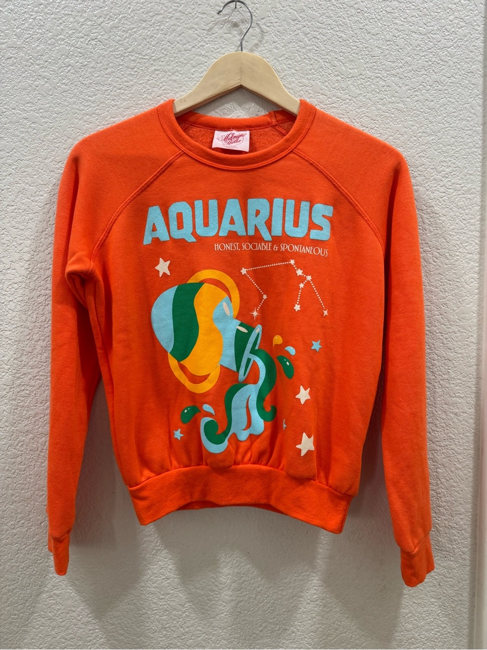 Midnight Rider Orange Crewneck Sweatshirt with Script Label - Picture 2 of 6